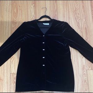 BLACK VELVET CARDIGAN WITH GOLD DETAILS